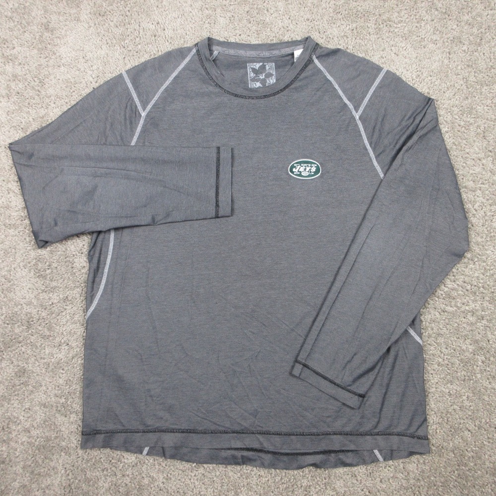 New York Jets Shirt Mens XL Gray Tommy Bahama‎ Football Performance Long Sleeve